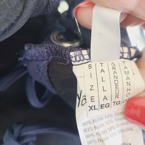 Yandy Navy Blue Bandeau Bikini Top With Halter Strap & Lace-Up Back - Picture 12 of 13